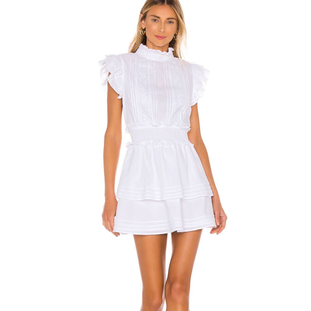 CLEOBELLA Versailles Ruffled Mini Dress White Small